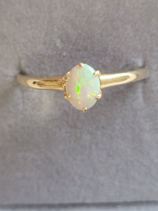 Vintage Jewelry - Opal Gold Vintage Ring 10k Womens October Birthstone
